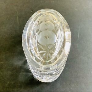 Crystal Snowman Trinket Box Rogaska Clear Glass Signed